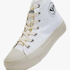 White High-Top Women's Canvas Sneakers